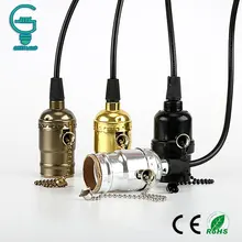 Gitex Цоколи E27 Ретро Винтаж Эдисон лампы держатель застежки-молнии/включение/выключение светильника розетка промышленная лампа Подвески лампа на веревке базы