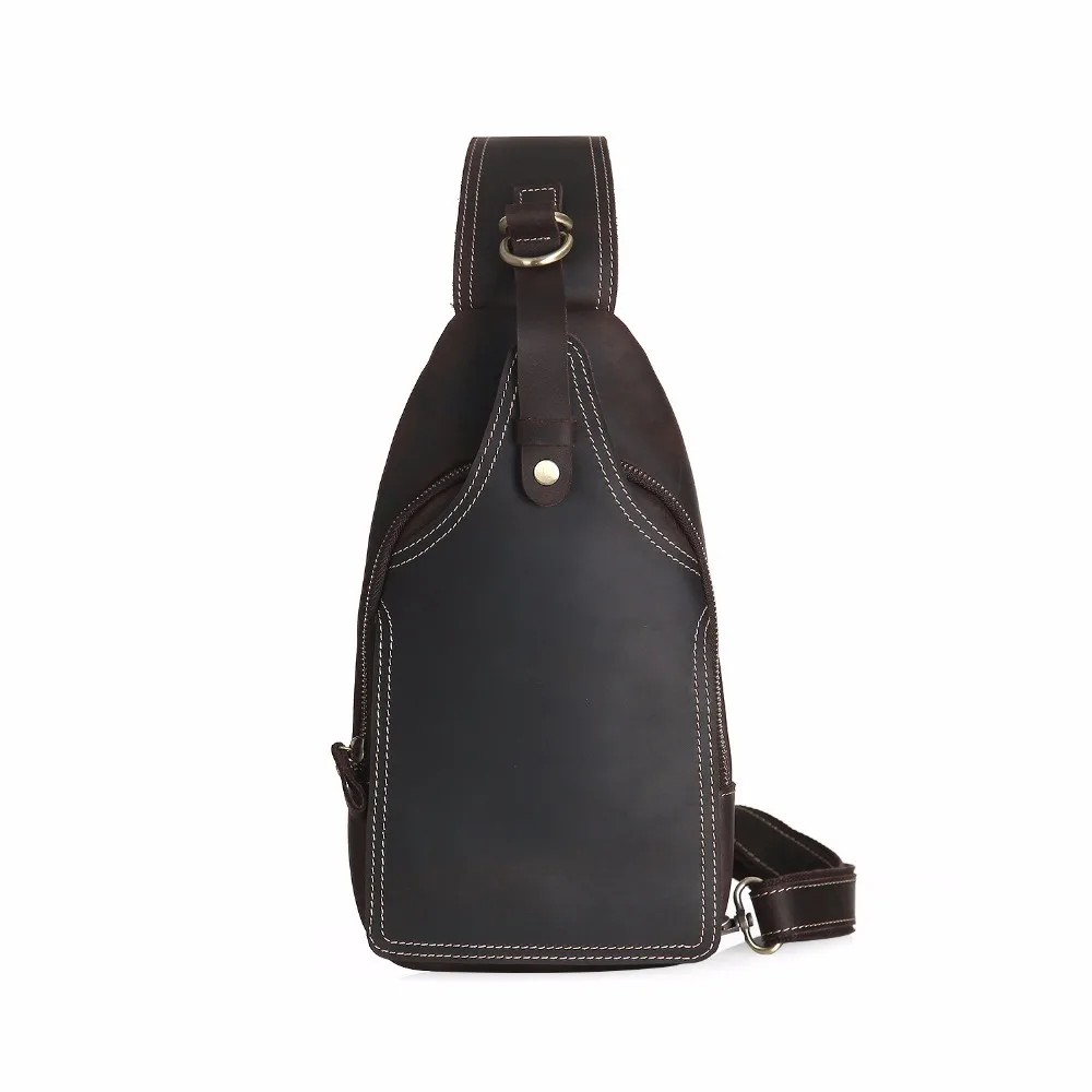 

Crazy horse leather new men's chest top layer leather personality retro single shoulder diagonal chest bag men's bag