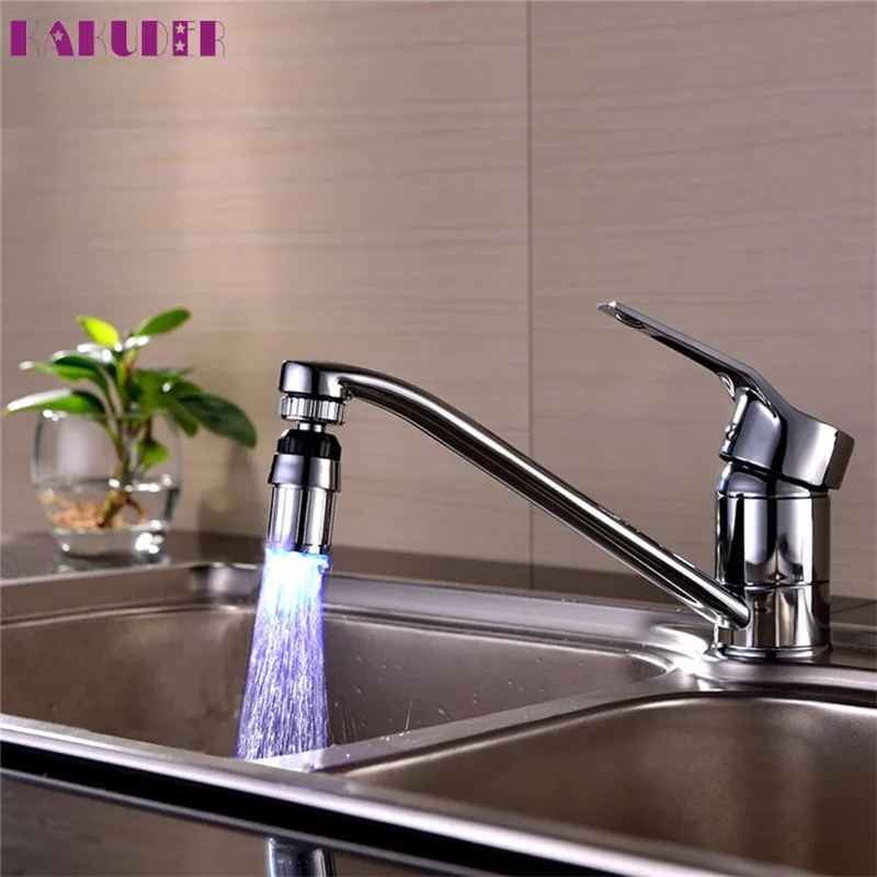 

2018 Kitchen Sink 7Color Change Water Glow Water Stream Shower LED Faucet Taps Light