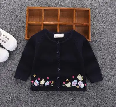 Модный свитер на весну и осень для маленьких девочек 0-2 лет, Хлопковый вязаный Повседневный Кардиган для девочек - Цвет: Черный