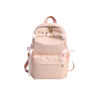 

Ribbon Fresh Sweet Candy Color Pink Backpack Students Travel Shoulder Bag Pack Women Sweet Daily Backpack Girls School Bag 2019