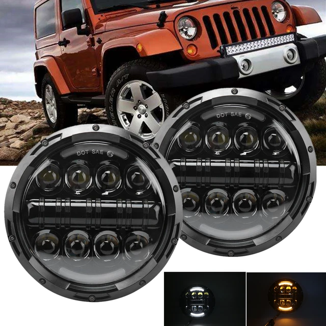 2pcs Headlight For Hummer H1 H2 DOT 7 Inch 90W Round LED Headlight