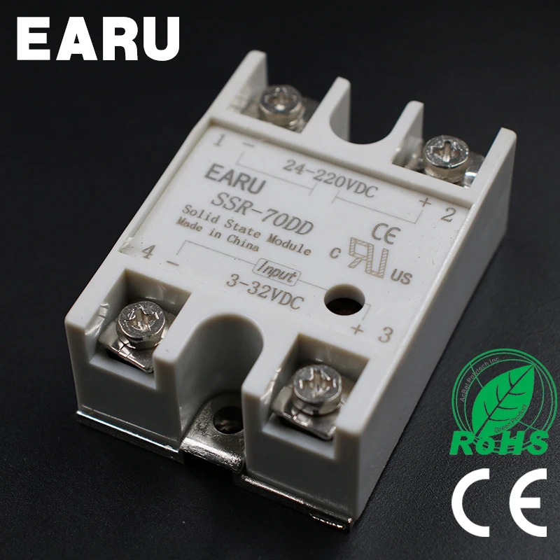 1 шт. твердотельное реле SSR-70DD 70A 3-32V DC вход к 24-220V SSR 70DD SSR-70 DD промышленное