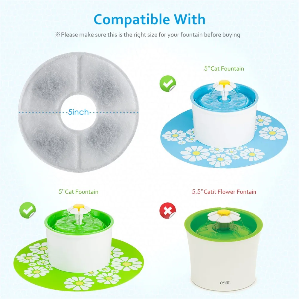 

4 Pack Pet dog/cat Fountain Automatic Water Dispenser Premium Activated Carbon Filters Flower Fountain Filters healthy water