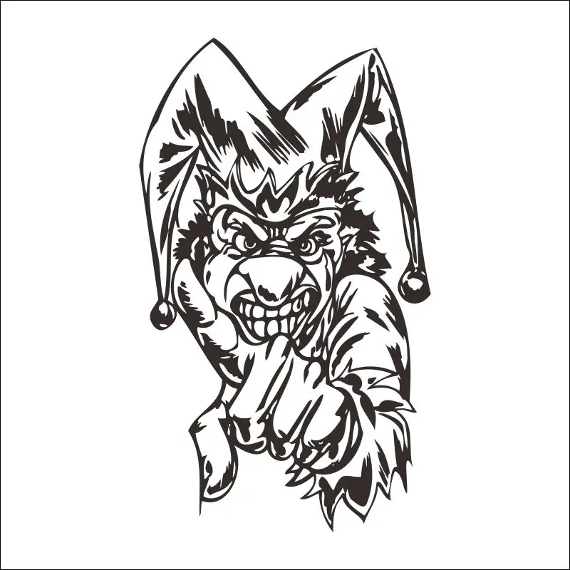 DCTAL Clown Wall Decal payaso divertido craneo Etiquetas de coche personalizadas motocicleta vinilo Decals negro plata-1721