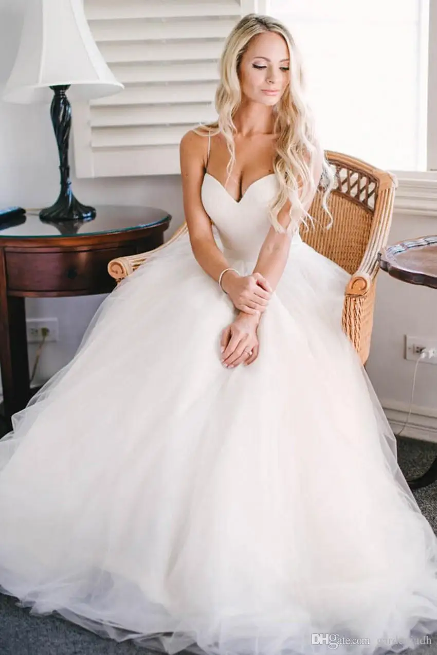 Beach Wedding Dresses 2016new Sweetheart Corset Bodice Spaghetti
