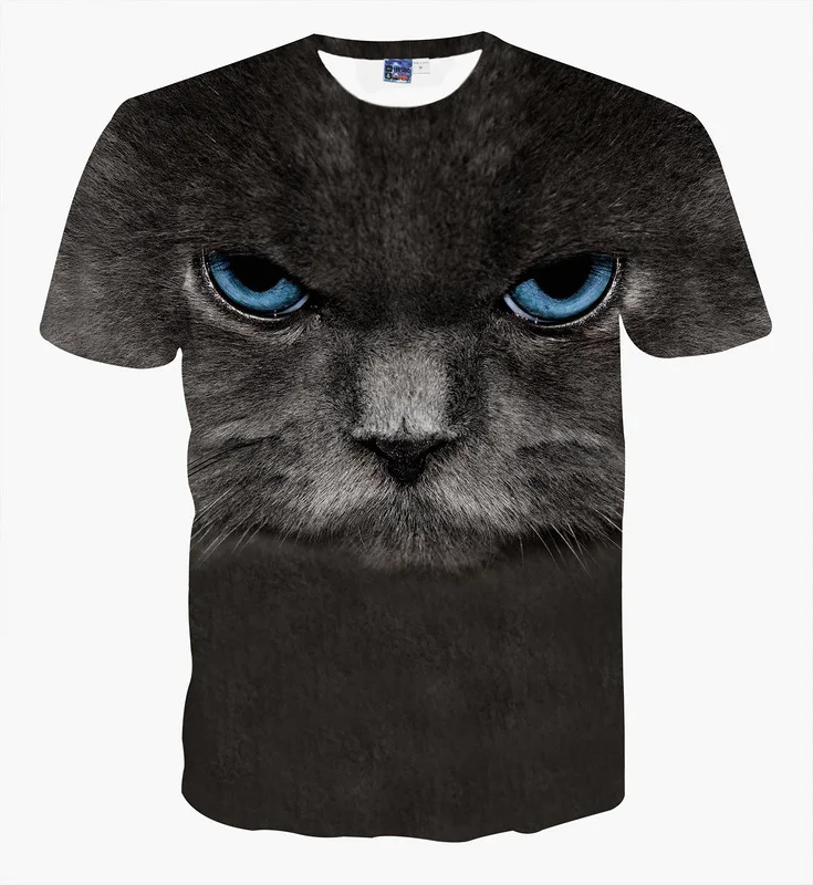 

Cuhk child new style kids t-shirt for boy or girls black cat printed 3D t shirt teens hip-hop tops tee big kids clothes