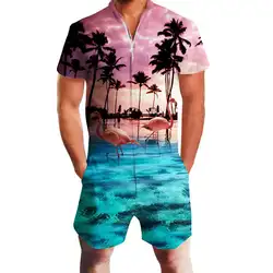 Гавайское море Фламинго принт 3D Комбинезоны для малышек для мужчин комбинезон шаровары брюки карго летние повседнев