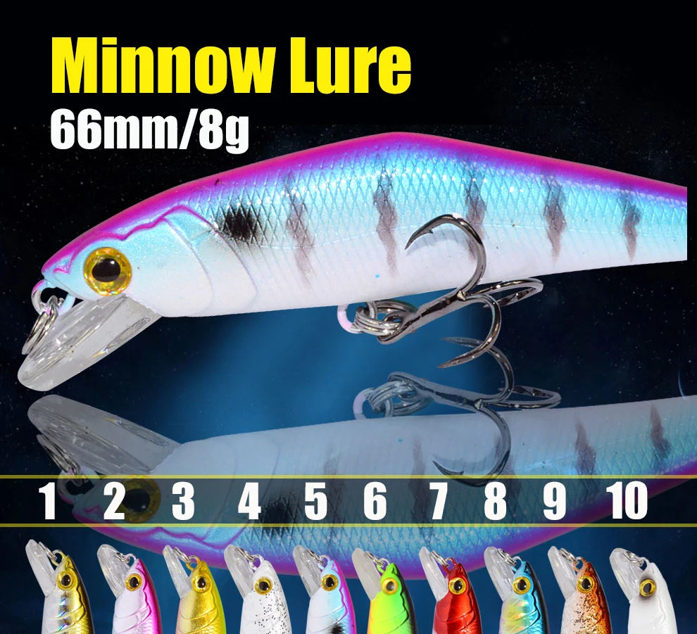 Afishlure 66 мм/8 г Гольян приманки тонущие жесткие приманки Iscas искусственные Pesca Leurre Dur Peche приманка для рыбалки ABS жесткая приманка D-Minnow