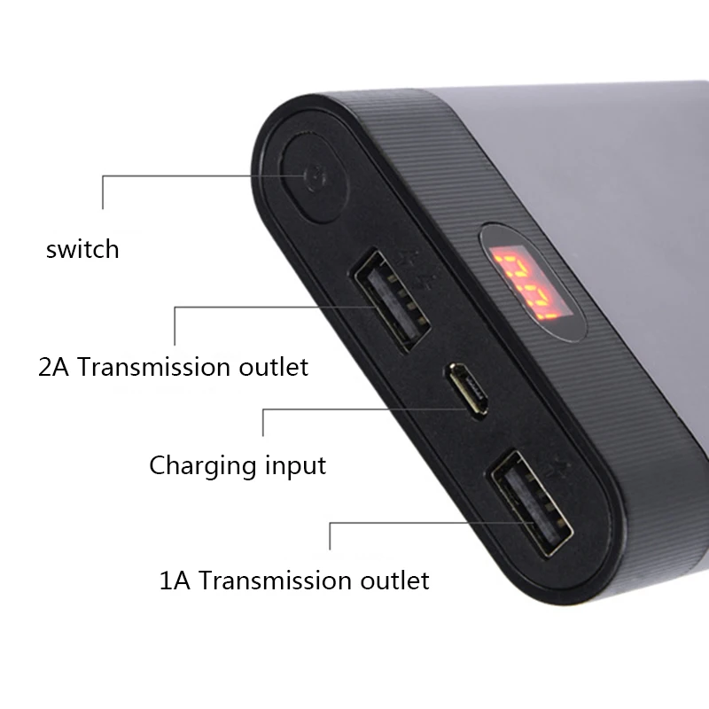 5V Dual USB 4X 18650 чехол для внешнего аккумулятора зарядное устройство