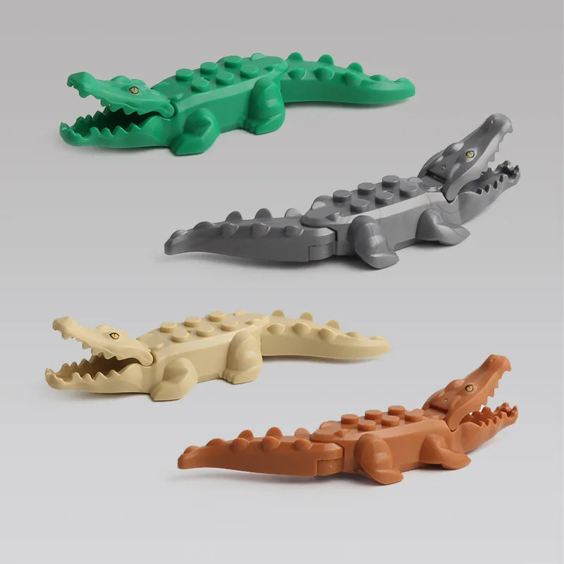 Животные строительные блоки Акула Леопард корова крокодилы кирпичи развивающие игрушки для детей подарок животные город аксессуары C095
