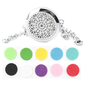 

Abstract flower 30mm Aromatherapy Essential Oils Stainless Steel Perfume Diffuser Locket bracelet(length8.6") include 50pcs pads