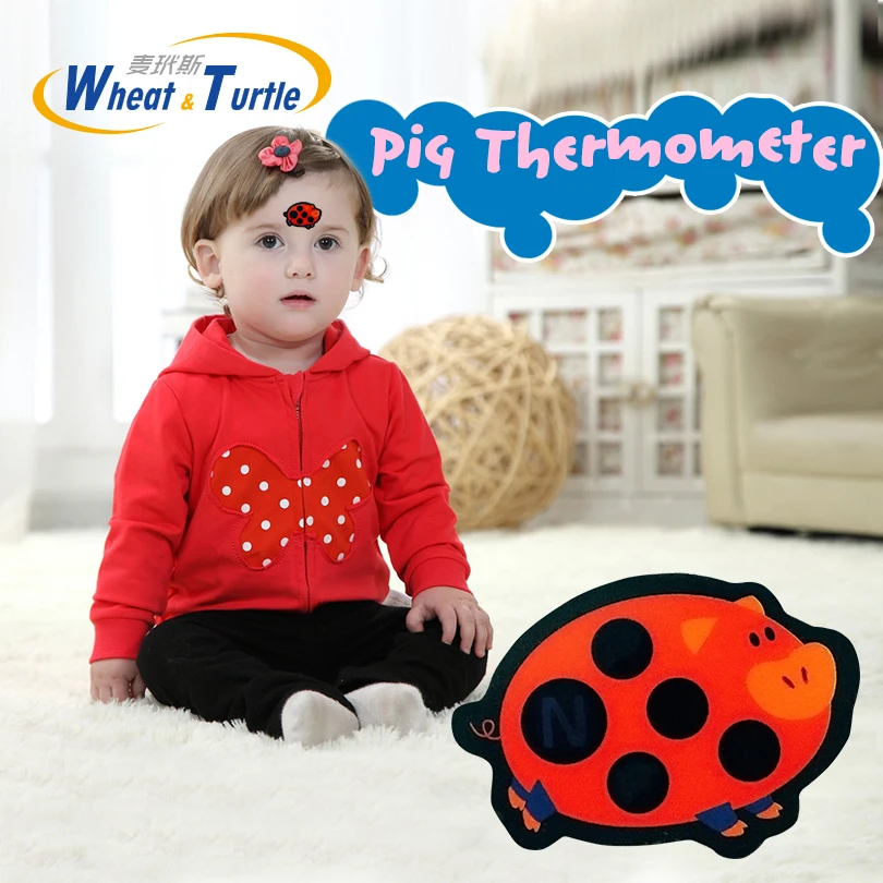 

4Pcs/Lot Piggy Pattern Body Fever Forehead Sticker Thermometer Lcd Digital No Mercury ABS Baby Care Medical For Children