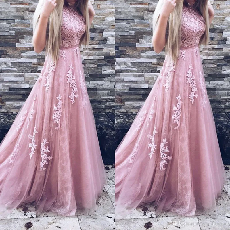 

Fashion Lace Woman Dress 2019 Spring Summer Solid O Neck Boho Maxi Dresses Sleeveless Vestido