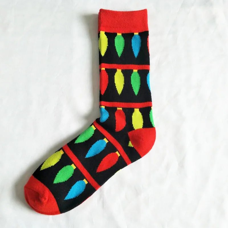 CHAOZHU/Новинка года; рождественские подарочные носки для мужчин; полосатая Рождественская елка Санта-Клауса; ЖАККАРДОВЫЕ мужские модные носки - Цвет: Black