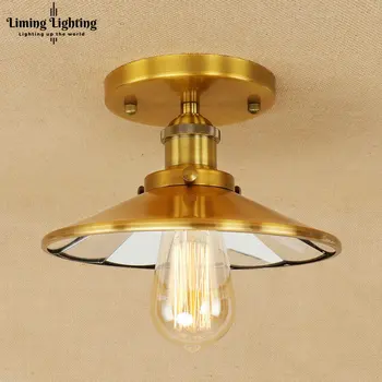 

Retro Mirror Glass Iron Vintage Ceiling Light Fixtures Loft Edison Industrial Ceiling Lamp Hallway Antique lamps Home Lighting