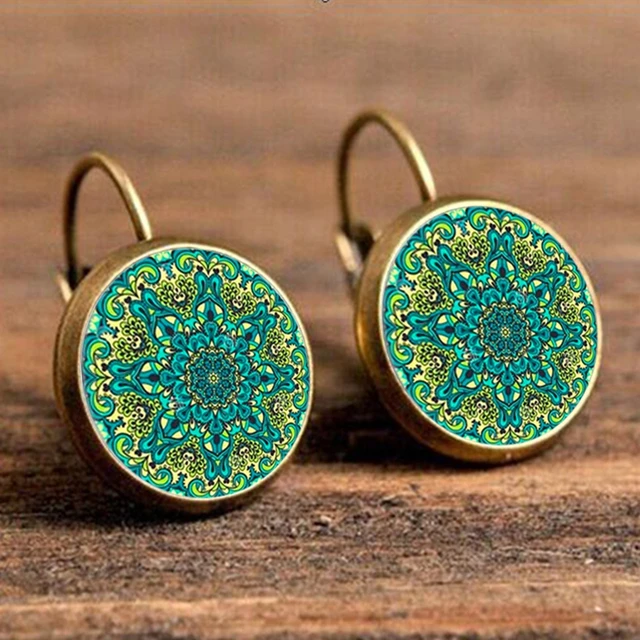 Suteyi Handmade Earrings Jewelry For Women Vintage Mandala Flower Suteyi Handmade Earrings Jewelry For Women Vintage Mandala Flower Earring Symbol Om Zen Buddhism Yoga Henna