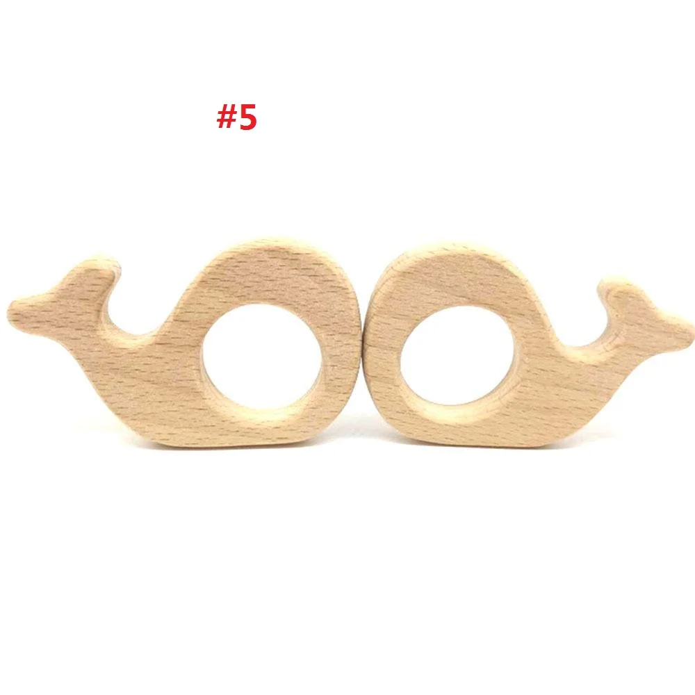 Cartoon Baby Teether Teething Toy Cute Safe Eco-Friendly Wood Horse Elephant Whale