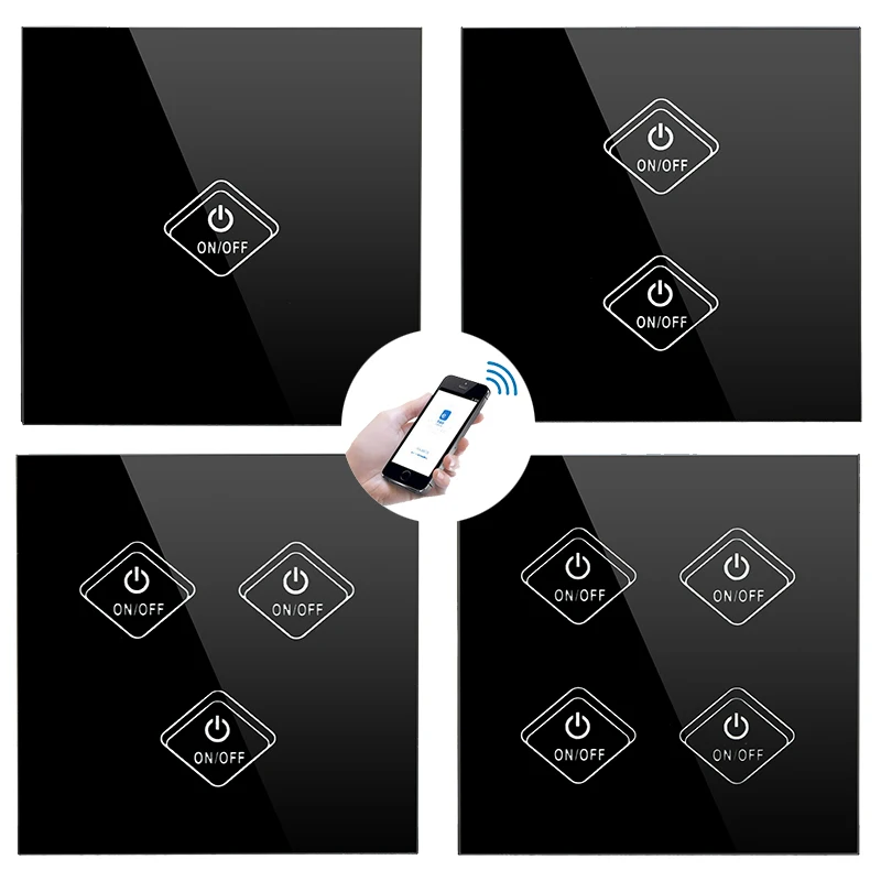 

UK Smart Switch WiFi / APP / Touch Control Wall Light Switch 1 /2 /3/4 CH UK Panel Wall Touch Light Switch Smart Home Switch