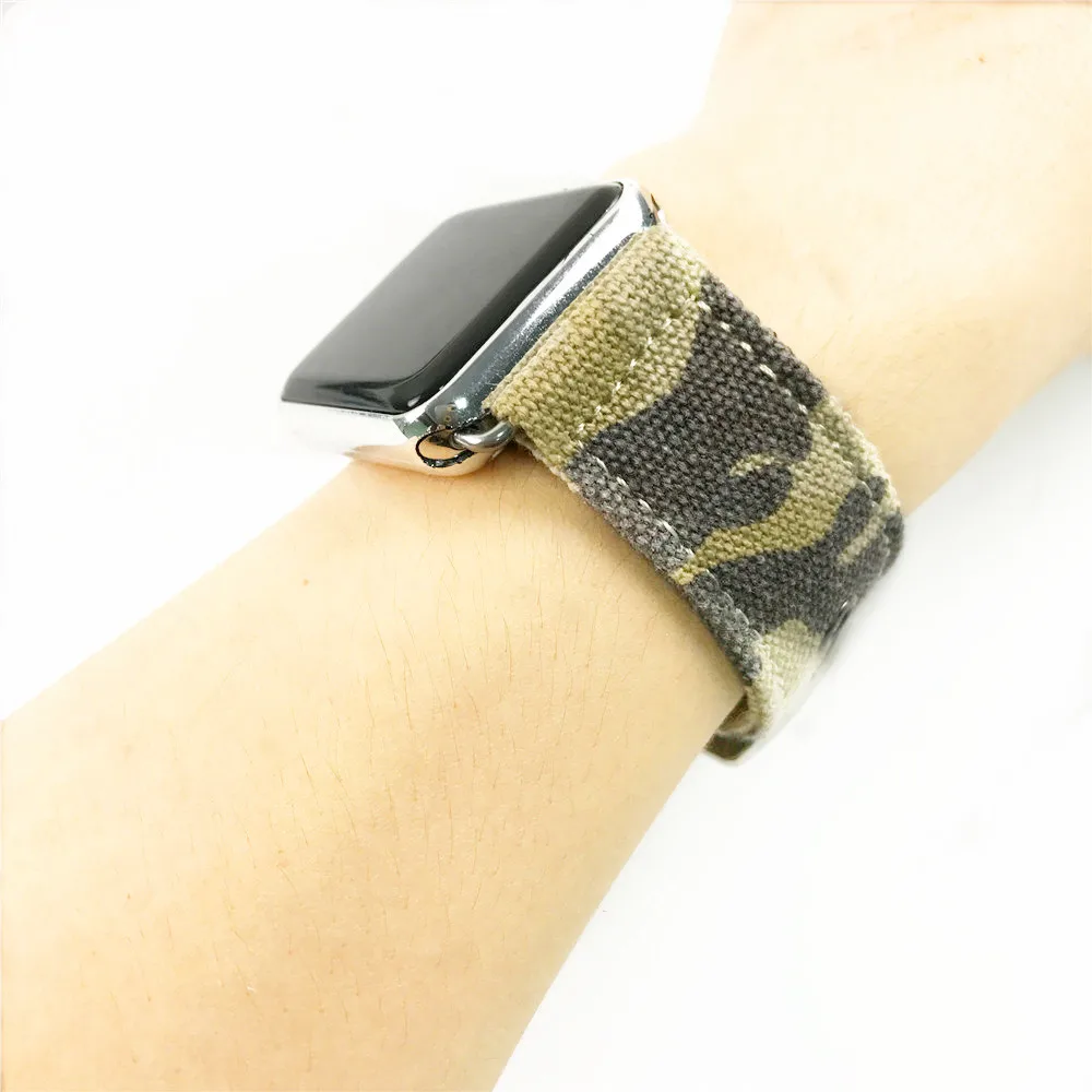Специальный дизайн джинсовый нейлон/холст Камуфляжный браслет для Apple Watch Band 38 мм 42 мм 40 мм 44 мм для Iwatch ремешок серии 5 4 3 2 1