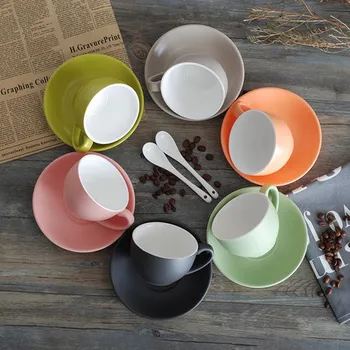 

Ceramic glaze coffee cup dish Italian coffee cup set latte cappuccino cup Lahua