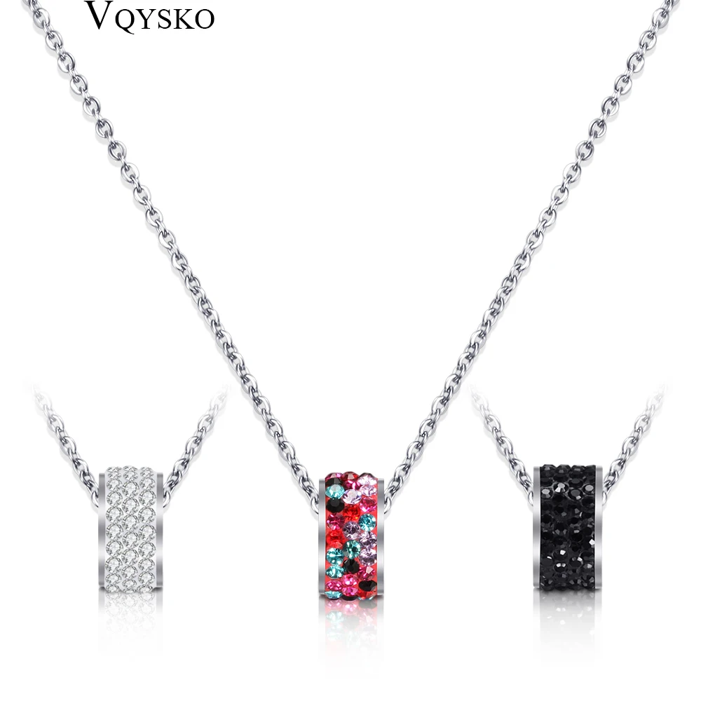 

316L Stainless Steel Round Pendant Necklace Pave CZ Crystals Fashion s Accessories Jewelry for women