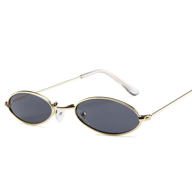 Маленькие овальные круглые солнцезащитные очки в металлической оправе с красными линзами для мужчин и женщин, Ретро стиль, стимпанк, готика, Европа, кошачий глаз, uv400, солнцезащитные очки, новинка - Цвет линз: C6 Gold Grey