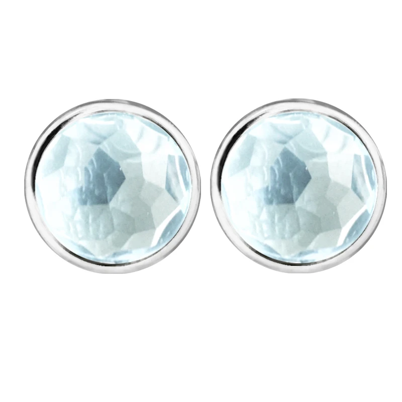March Droplets серьги-гвоздики Стерлинговое Серебро-ювелирные изделия с голубым кристаллом Aqua 925 Серебряные украшения для женщин Бесплатная