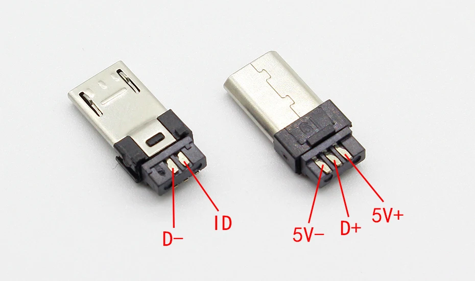 10 шт. Micro USB 5PIN сварочный Тип штекерные разъемы зарядное устройство 5P USB хвост разъем для зарядки 4 в 1 белый черный