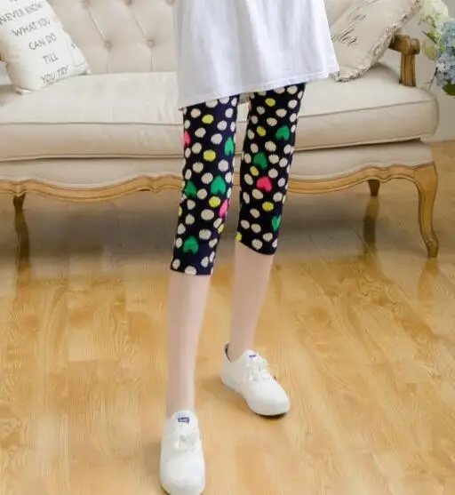 Dot love 7pants VIIANLES/летние короткие леггинсы; леггинсы с цветочным принтом со звездами; женские леггинсы; повседневные леггинсы; эластичная укороченная брюки; капри; Jeggin - Цвет: Dot love 7pants