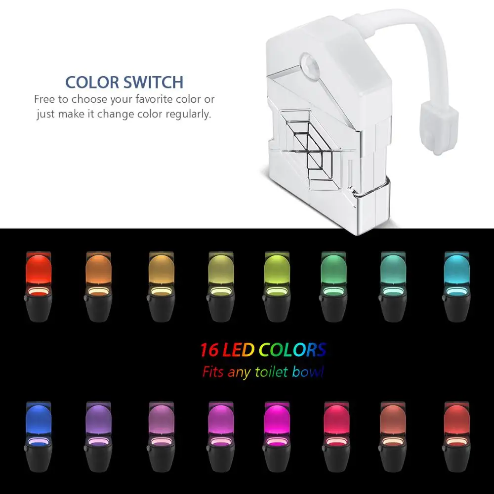 

LED Toilet Light PIR Motion Sensor Night Light Bulb Bathroom Induction Bowl Light for Kid WC 16 Colors Toilet Backlight Led Lamp