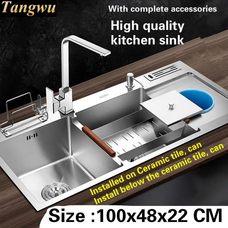 Tangwu High quality food grade 304 stainless steel kitchen sink thickness 4 MM larger double