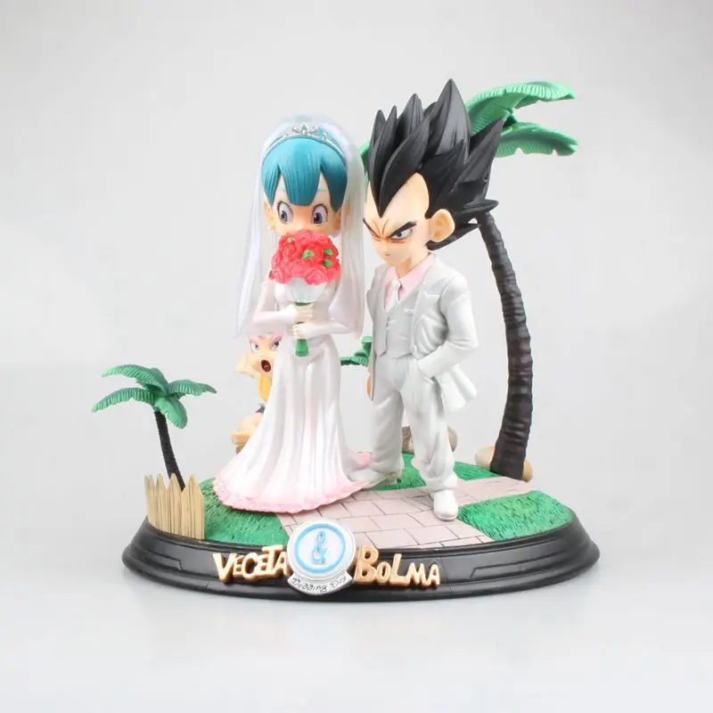 

NEW hot 22cm Dragon Ball Vegeta Buruma Bulma marry Wedding dress Action figure collection toys doll Christmas gift