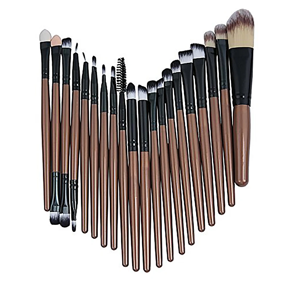 20 Pcs Makeup Brushes Set Professional Cosmetic Brush Tools Toiletry Kit Brown Colorful | Красота и здоровье