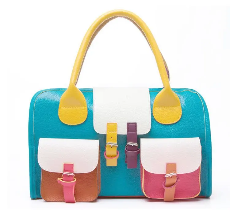 2013 new retro packagewomen's singles Bag tide stitching color hit women handbag Free shipping Z026 | Багаж и сумки