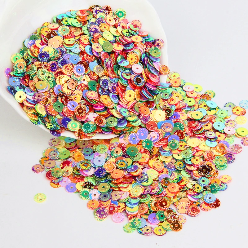Sequins 6mm Embossed Round Mix Color Loose Sequin for Sweing Accessories DIY Craft Scrapbooking