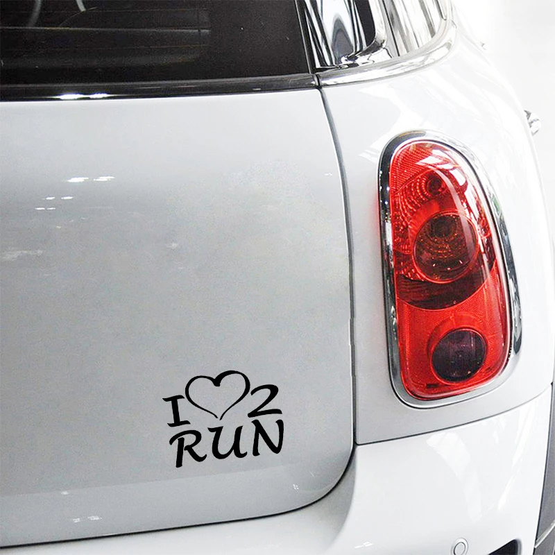 QYPF 13 8 см * 10 6 I Heart To Run Fun автостайлинг черная серебряная Виниловая наклейка для