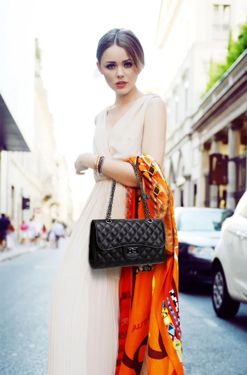 Women Plaid Shoulder Bags PU Leather Chain Female Handbags Designer Ladies Evening Party Quilted Crossbody Bag Bolsa SS0326 (10)