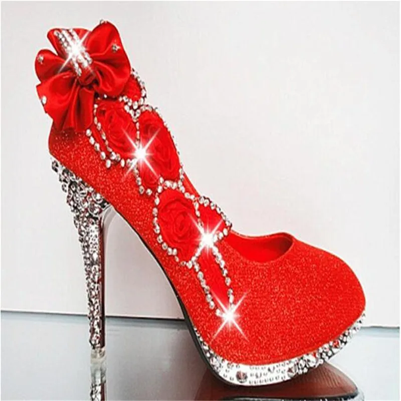 Wedding Shoes Glitter Gorgeous Bridal Evening Party Crystal High Heels Women Shoes Sexy Woman Pumps silver Bridal Shoes 34-41
