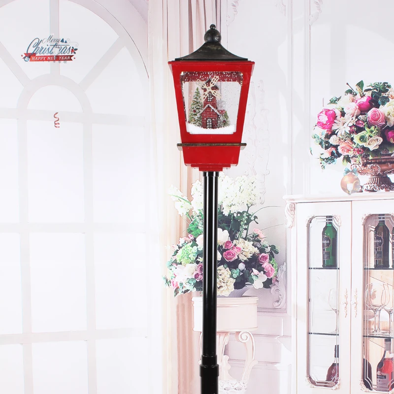 

Snowing Santa Christmas Tree Street Lamp Festive Decoration with Snowfall western snow street Musical LED Light angel Christmas