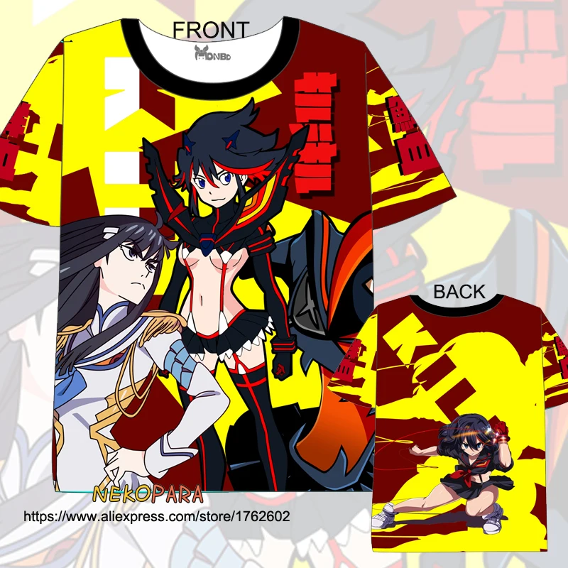 Японская летняя футболка KILL la Matoi Ryuuko с двусторонним принтом аниме для мужчин и