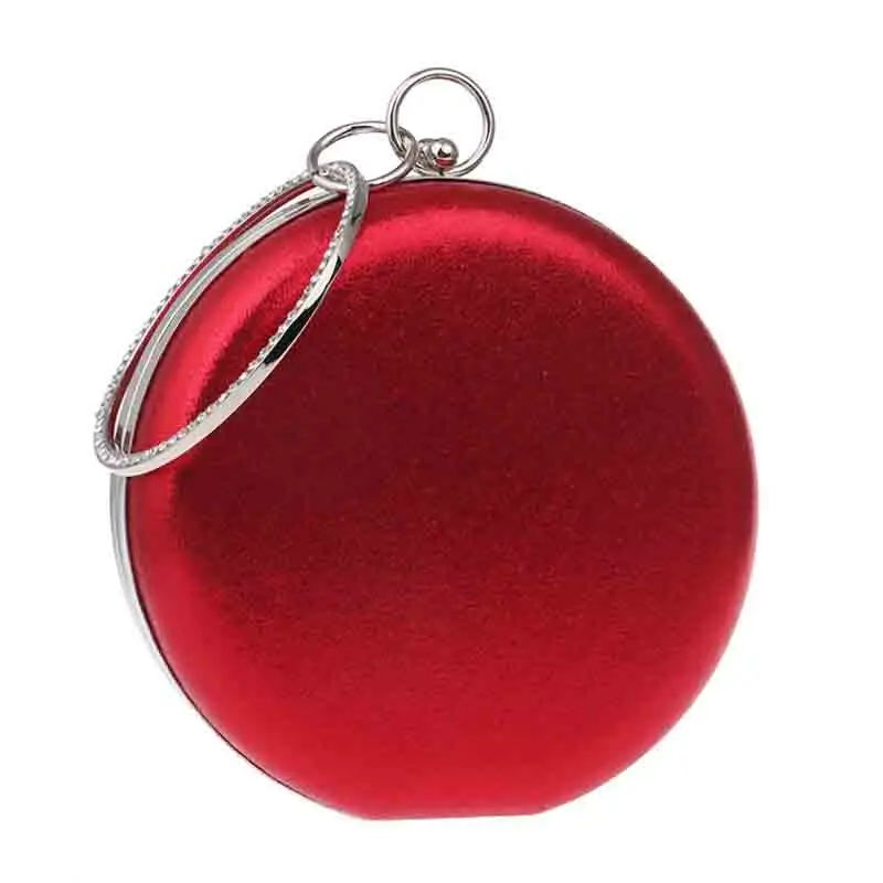 Для женщин Сумки кольцо бриллианты ручка Круглый вечернее клатч цепи Crossbody сумки для Для женщин вечерние круговой макияж мешок серебра - Цвет: Red