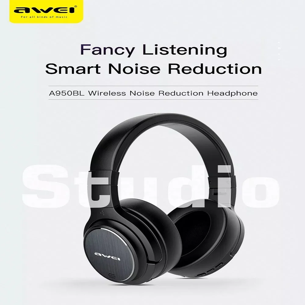 

Awei A950BL Earphone ANC Noise Reduction Bluetooth Headset Wireless Headband Headphone with Mic for Sport Game