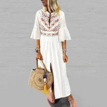 Ethnic Style Print Dress High Split Bell Sleeve Bohemian Holiday Dress Plus Size Dress Long Dress Sukienki Damskie 60j191 Ethnic Style Print Dress High Split Bell Sleeve Bohemian Holiday Dress Plus Size Dress Long Dress Sukienki Damskie 60j191