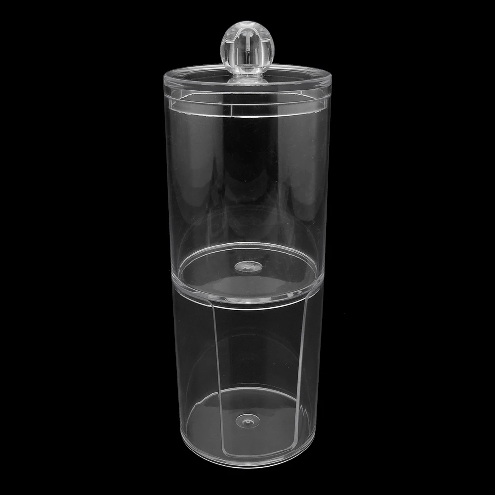 

Transparent Dual Layer Cylinder Acrylic Cotton Pads Swab Storage Box Makeup Cotton Container Nail Art Remover Paper Holder 2018