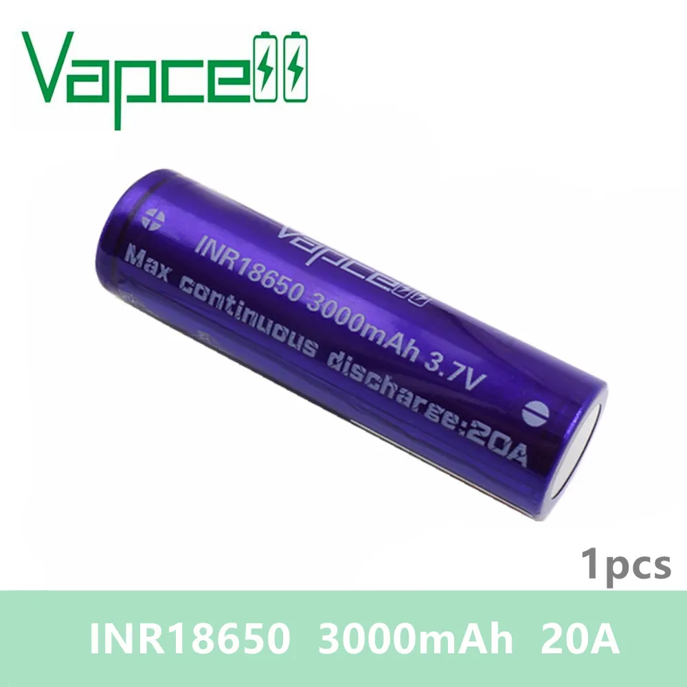 Перезаряжаемый аккумулятор VAPCELL INR 18650 1 шт. 3000 мА · ч 20A 3 7 в литиевый дымчатый E-CIG