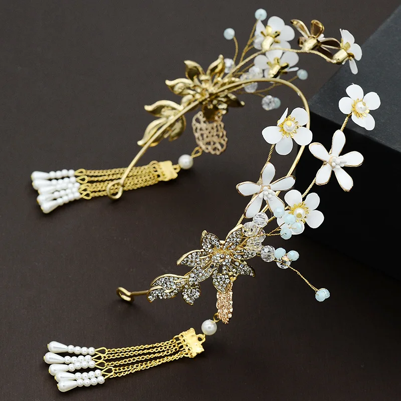 

Metal White Flower girl bride wedding crown wedding dress accessories shooting photo hair accessories women crowns and tiaras