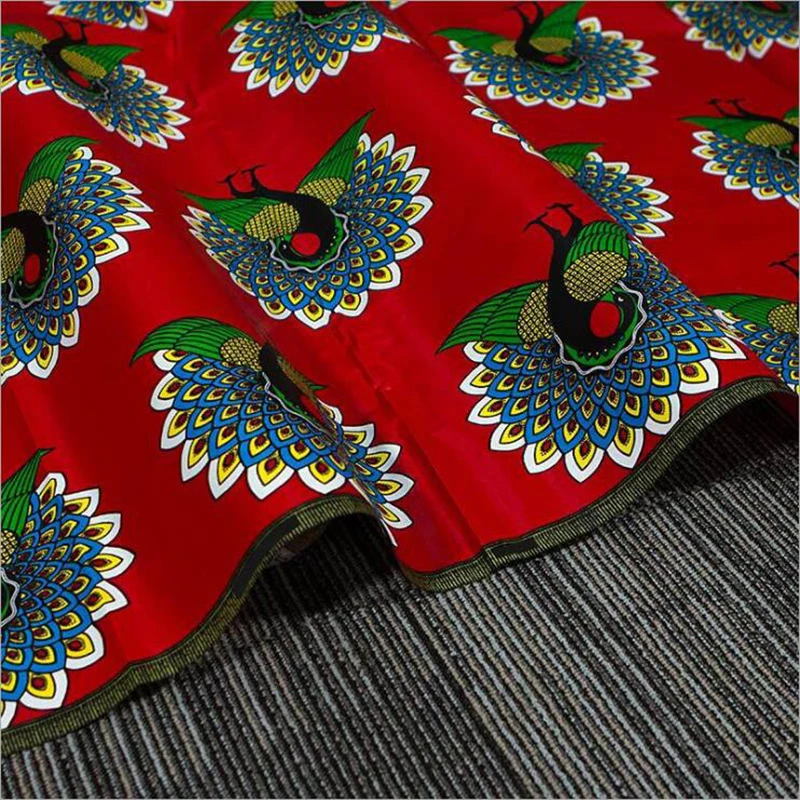 Me-dusa новейший красный павлин африканская восковая штамповка ткань хлопок Hollandais воск платье костюм Ткань 6 ярдов/шт Высокое качество