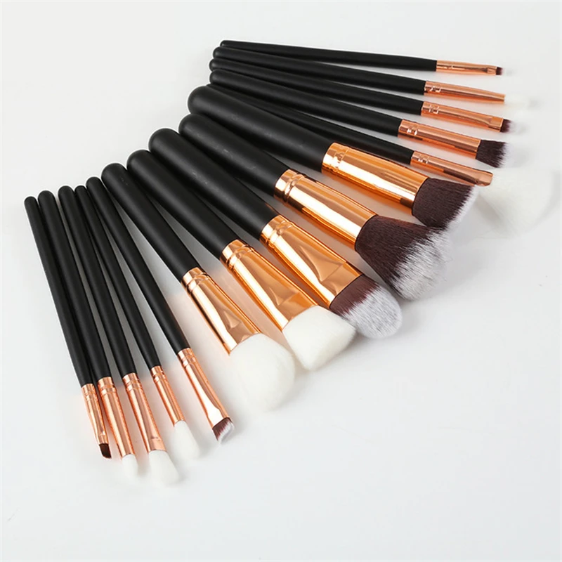 

Professional 15pcs Super Soft Makeup Brush Set High Quality Synthetic Fibers Blending Powder Lip Eye Shadow Brushes For Make Up