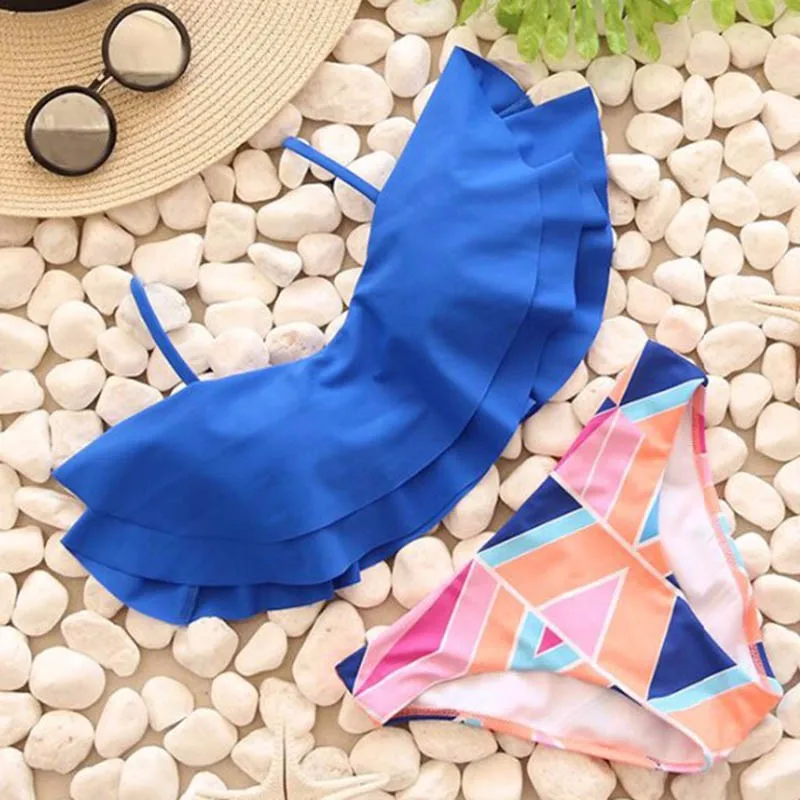 32TQSKK 2016 New Sexy Swimwear Women Bikini Swimsuit Brazilian Bandage Halter Top Bathing Suits Retro Vintage Print Beachwear Suit